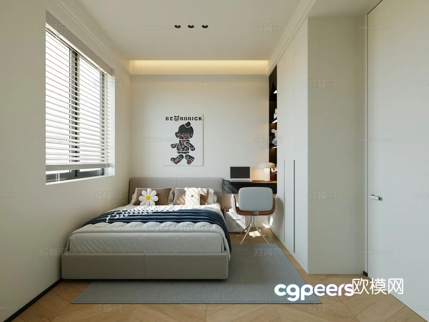 Modern children’s room boy’s room children’s universal bedroom children’s decoration painting children’s wardrobe desk 3d model