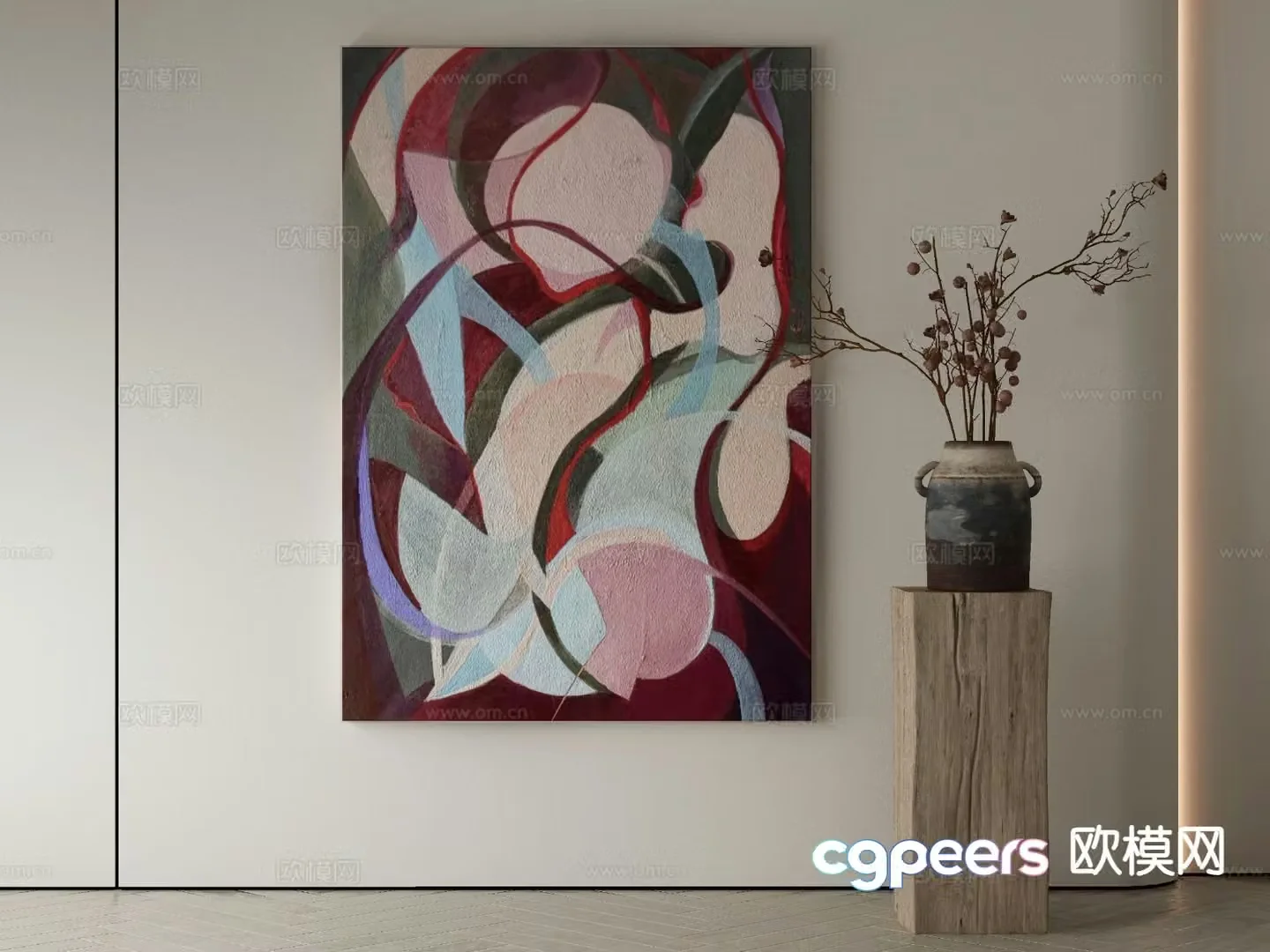 Modern decorative painting abstract oil painting 3d model