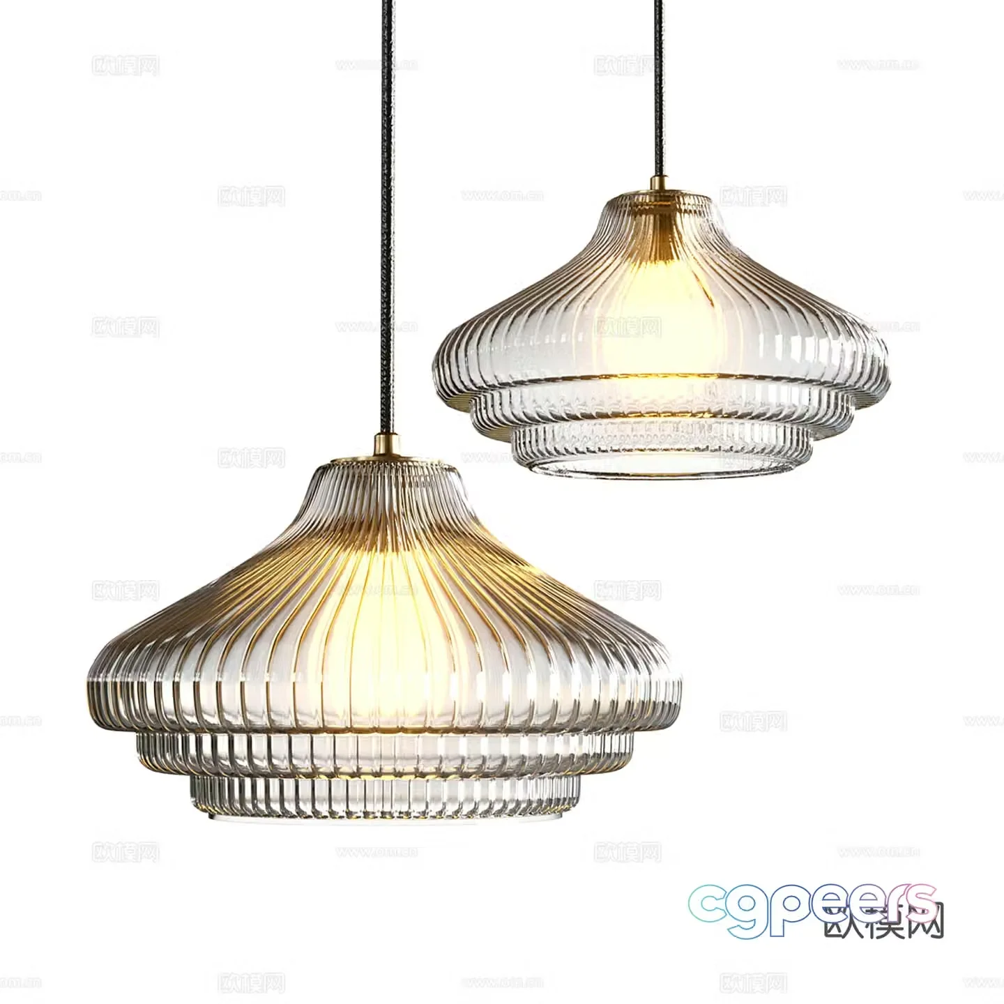Light luxury glass chandelier 3D model