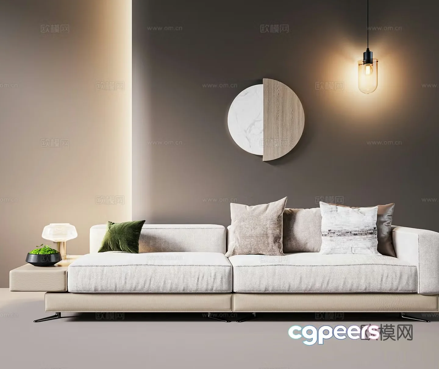 Modern casual sofa fabric sofa sofa pillow 3D model