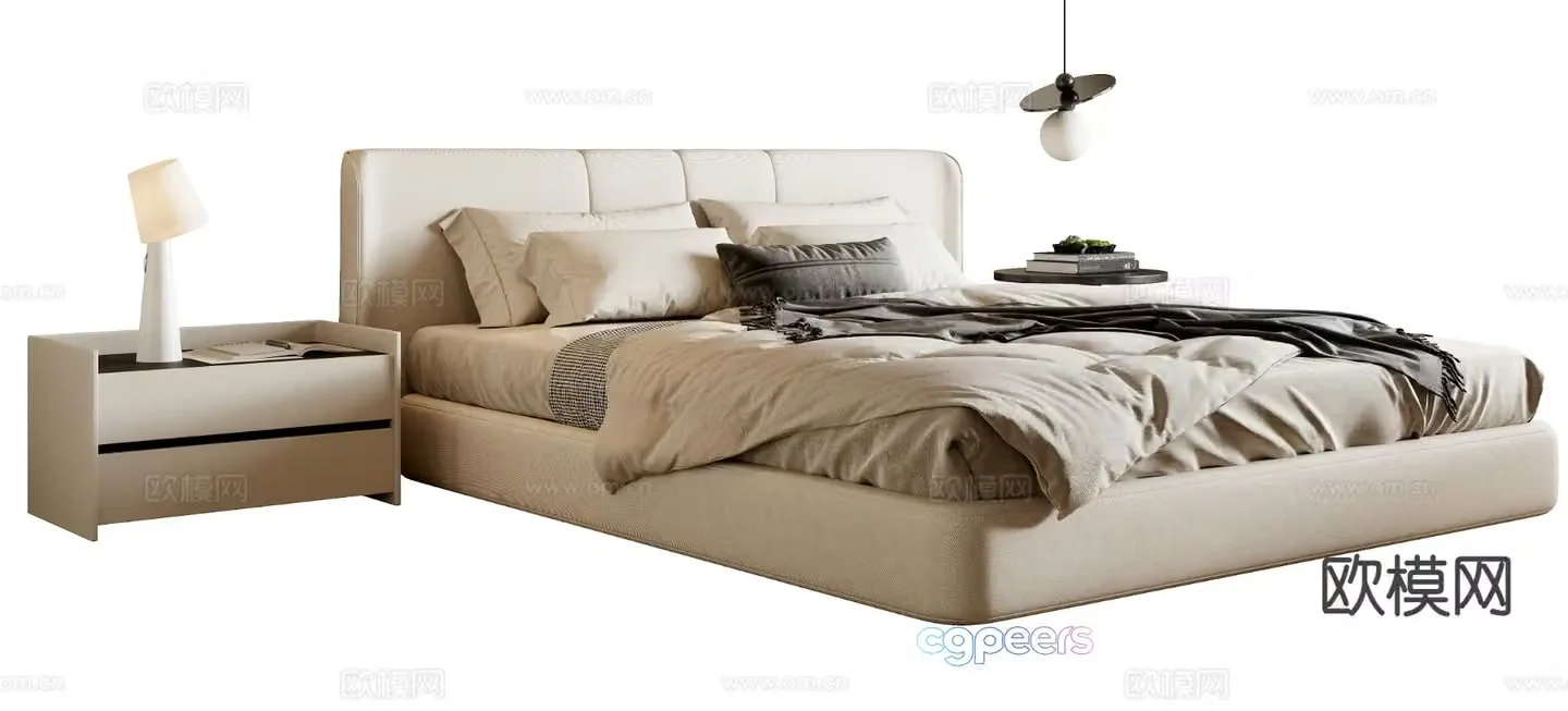 Modern double bed 3d model