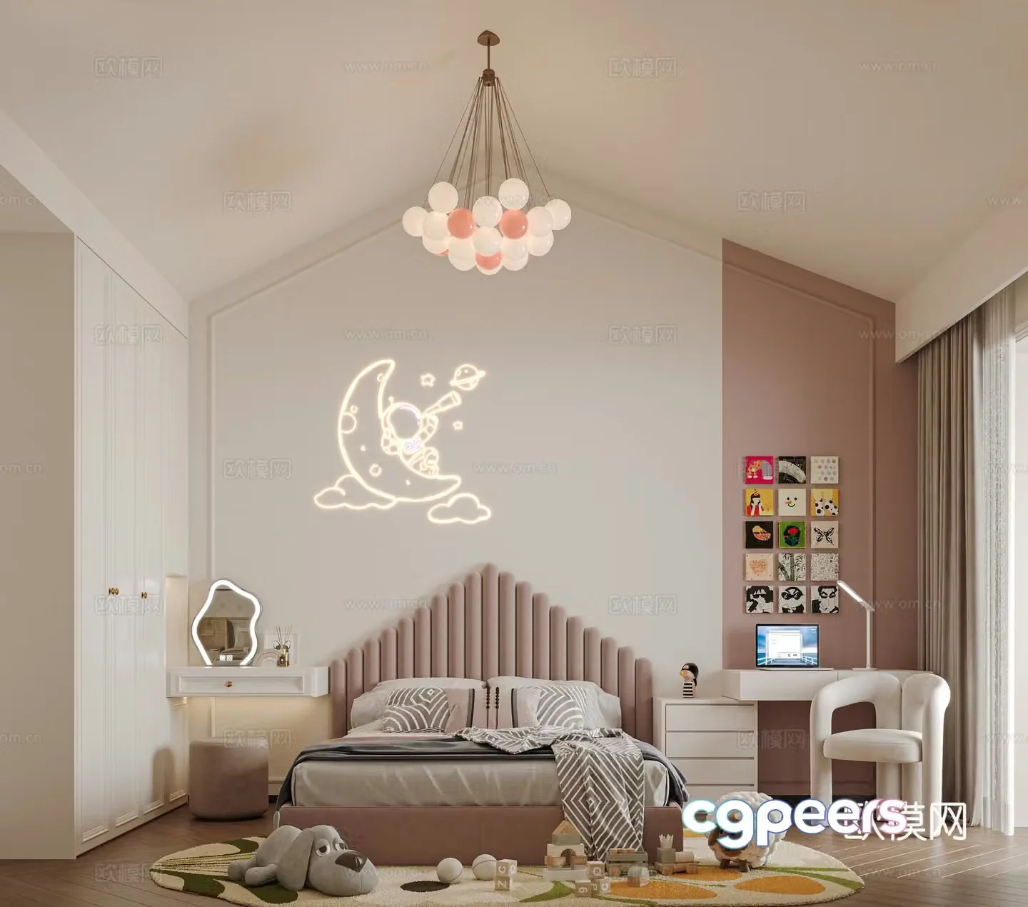 Modern children’s room girl’s room 3d model