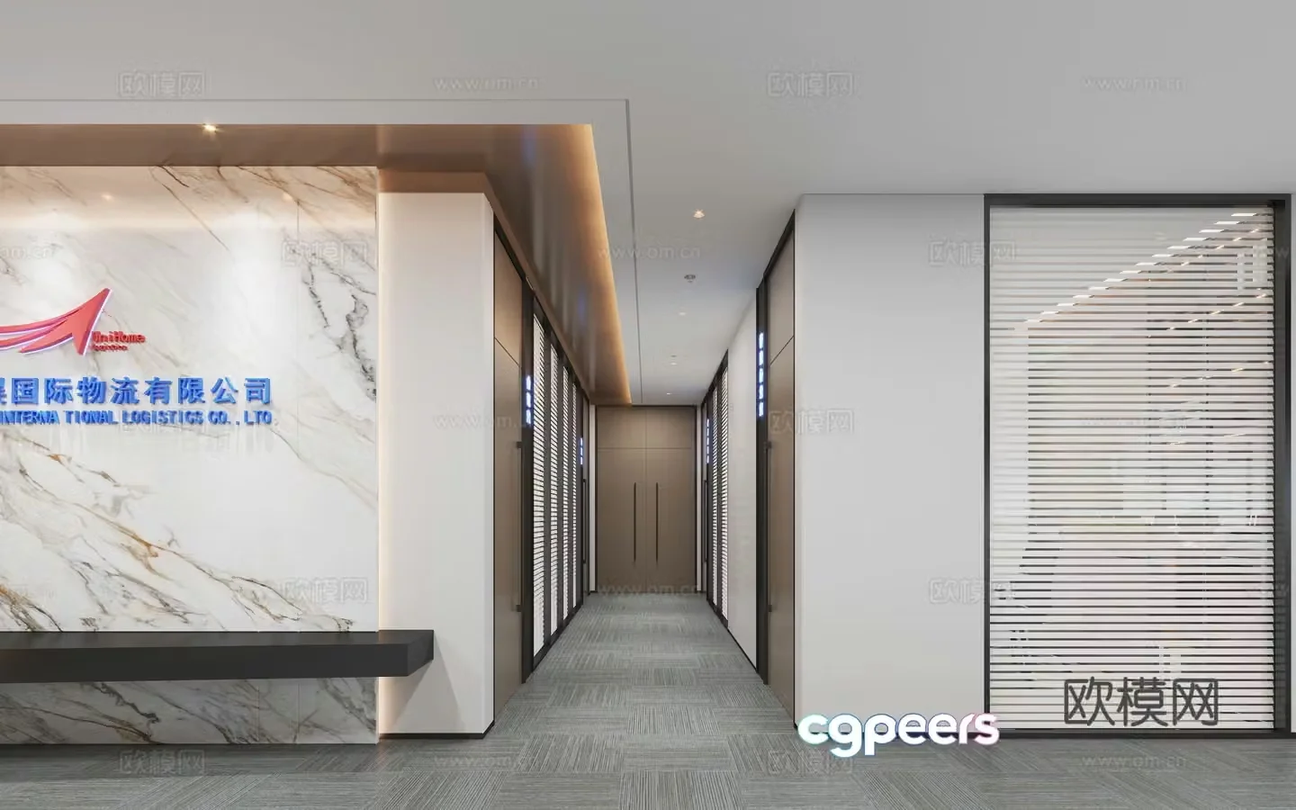 Modern office area conference room 3d model