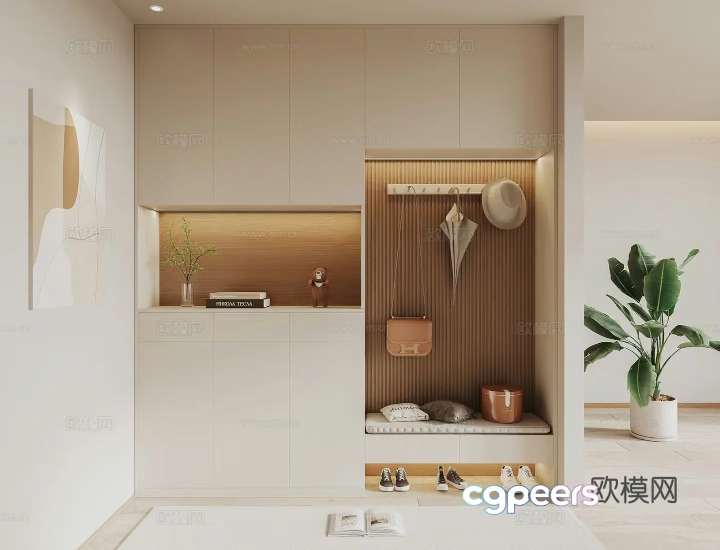 Modern entrance shoe cabinet 3d model