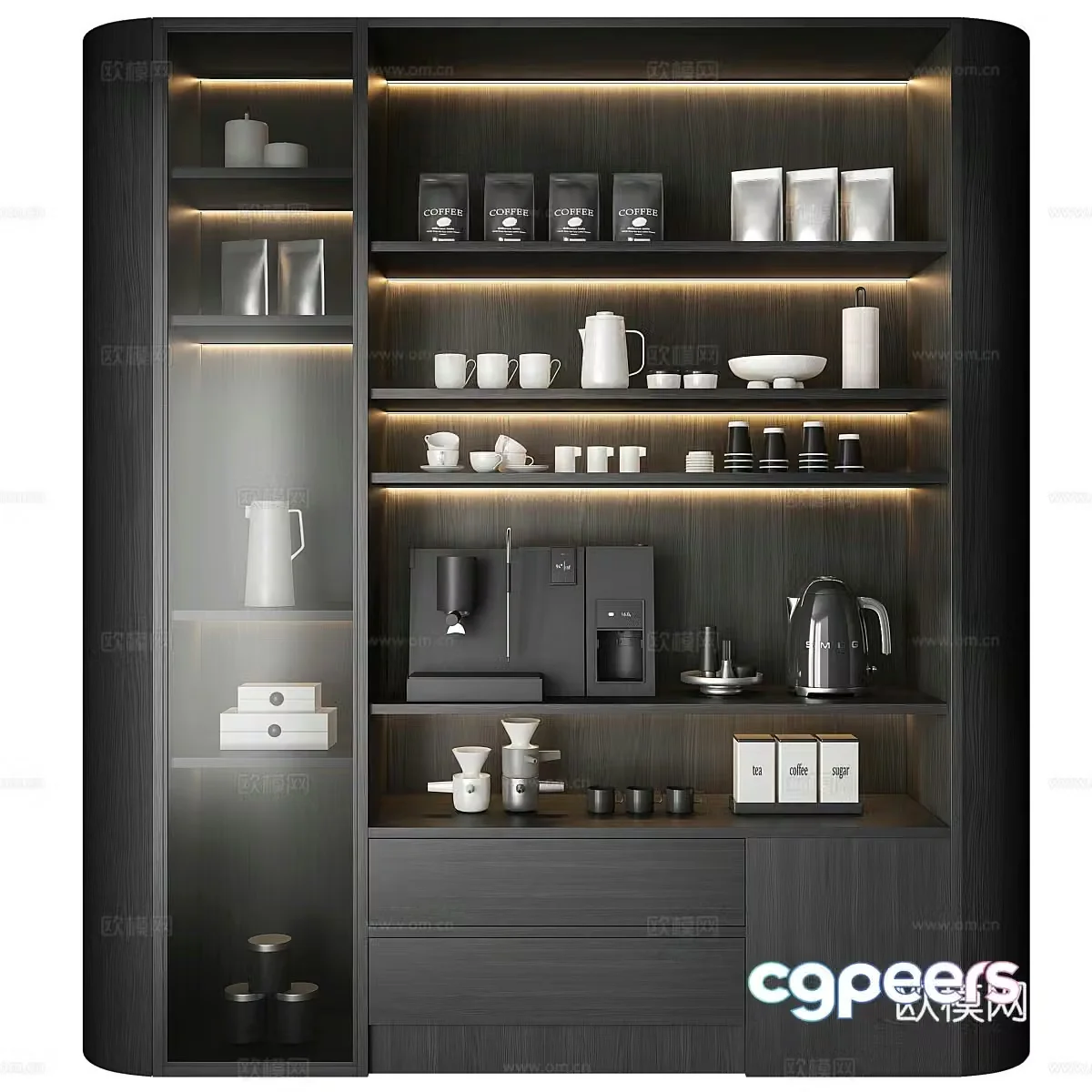 Modern Italian coffee shop display cabinet 3d model