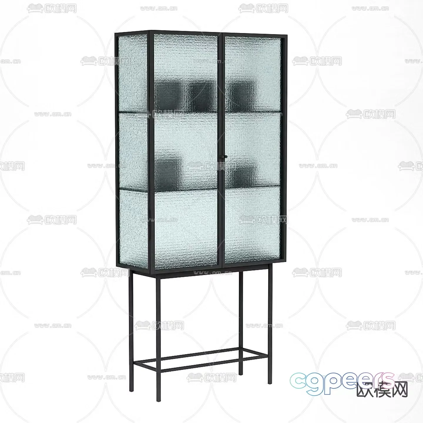 Glass side cabinet high cabinet 3D model