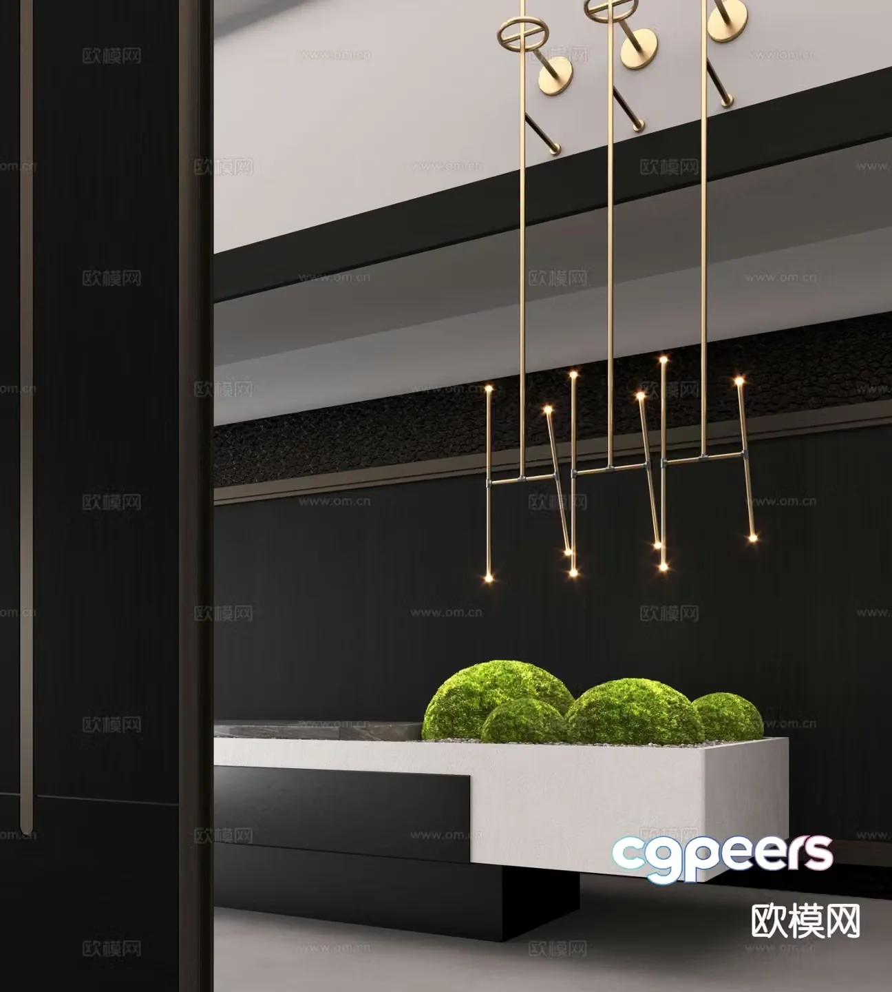 Modern hotel front desk bryophytes 3d model