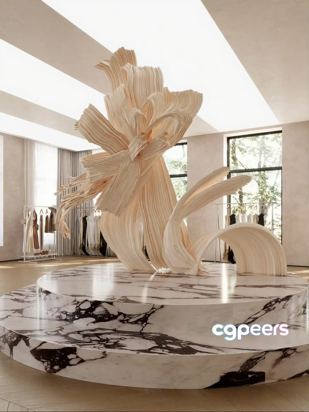 Modern White And Brown Sculpture 3D Model – 15865 – VRAY Render