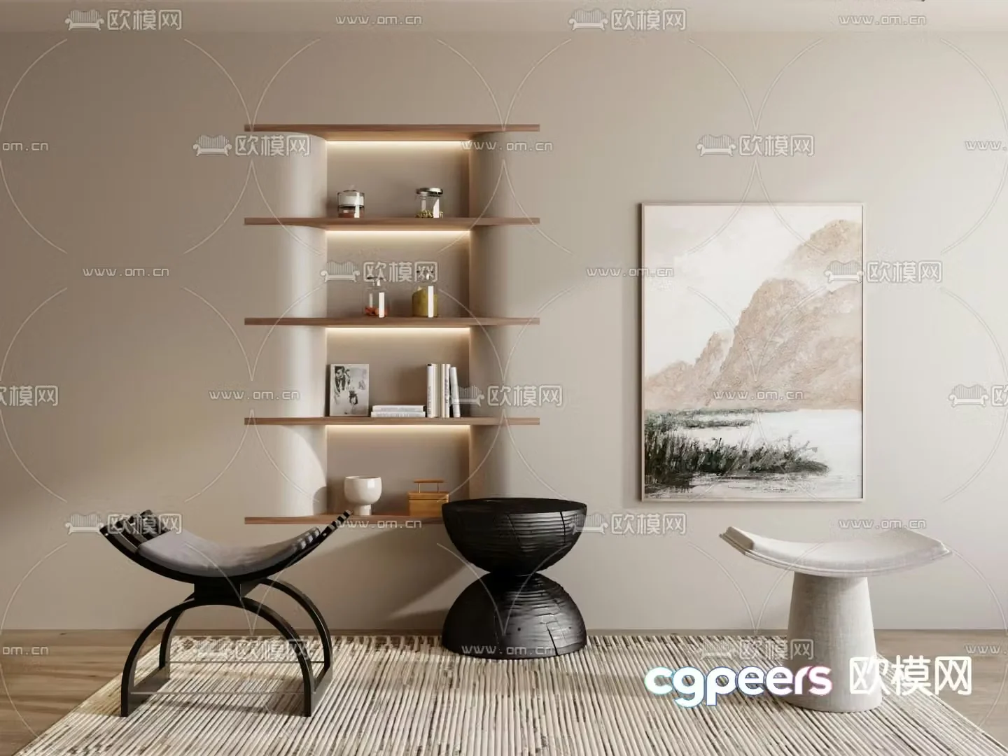 Stool low stool shoe changing stool footrest 3D model