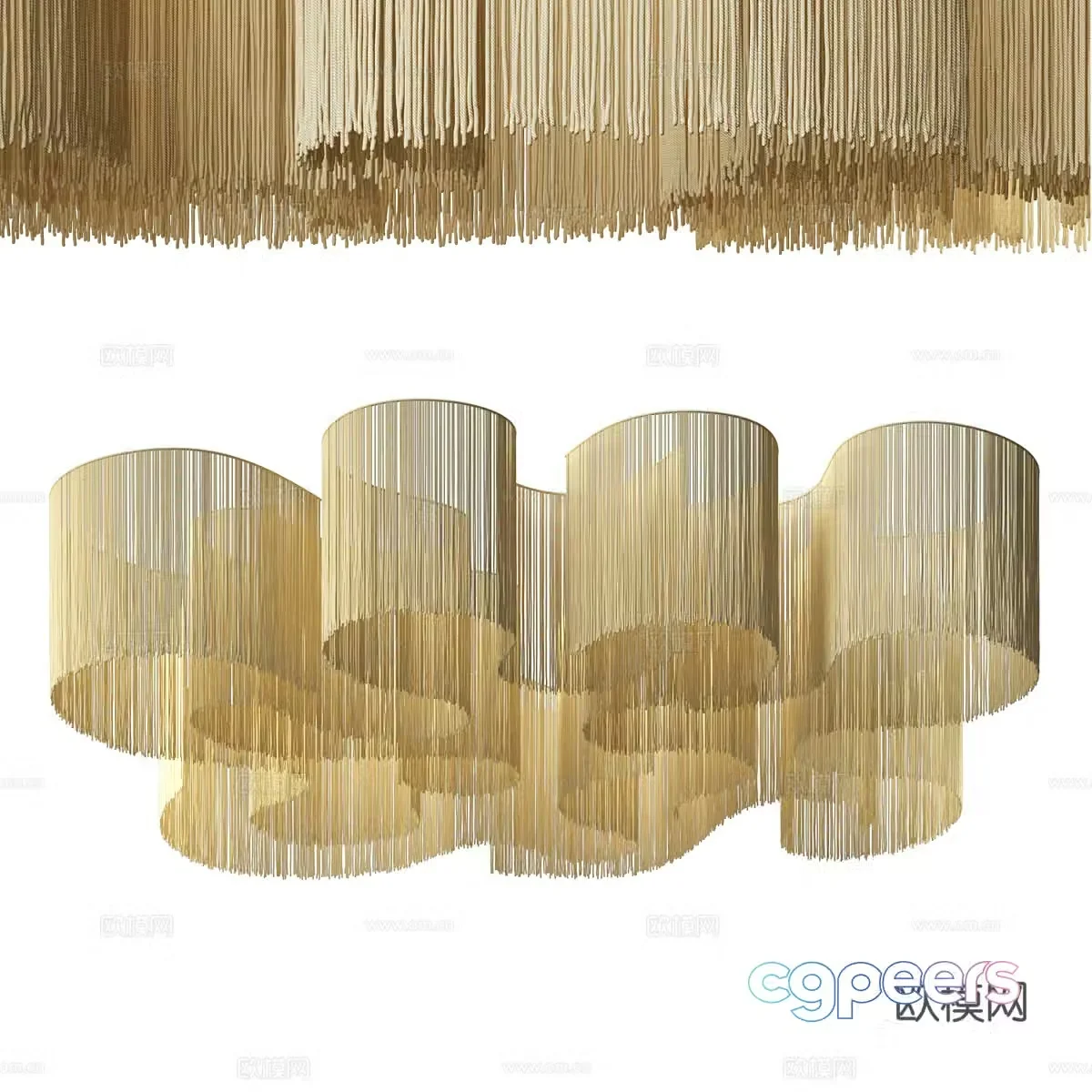 New Chinese rattan chandelier 3D model