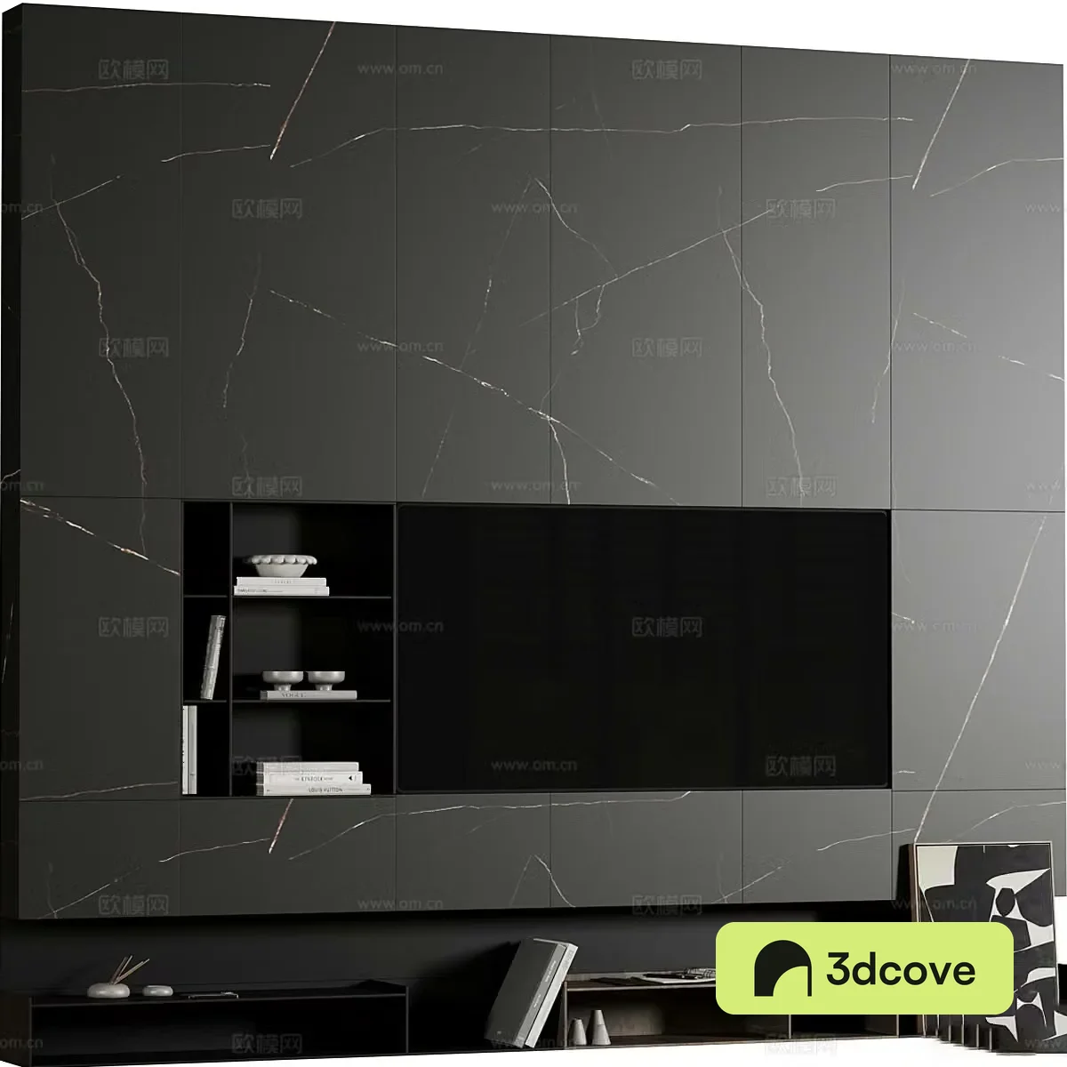 Modern minimalist dark wind TV background wall
