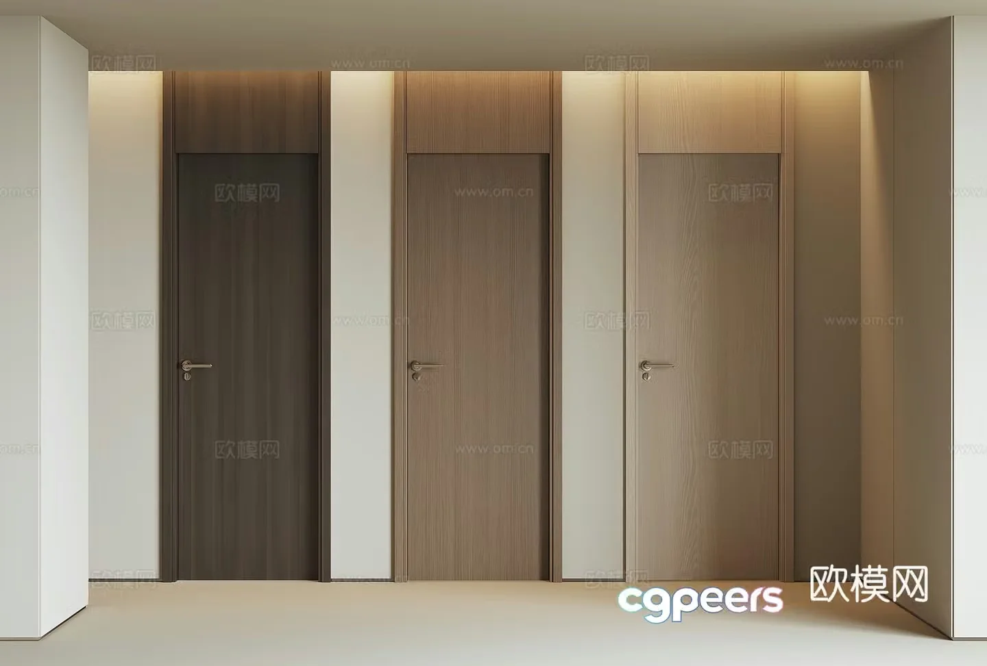 Modern room wooden door 3d model