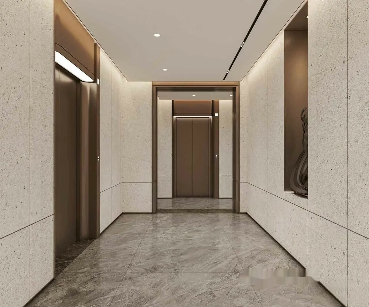Contemporary Elevator Hallway 3D Model – 7868 – VRAY Render