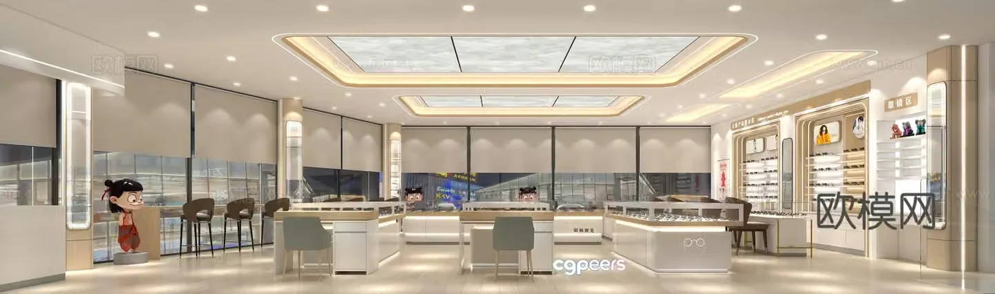 Modern eyewear store 3D model 3D model