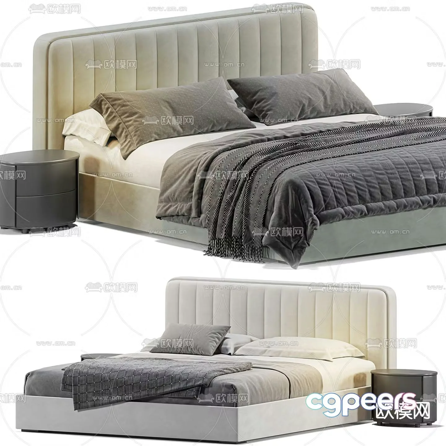Modern double bed 3d model