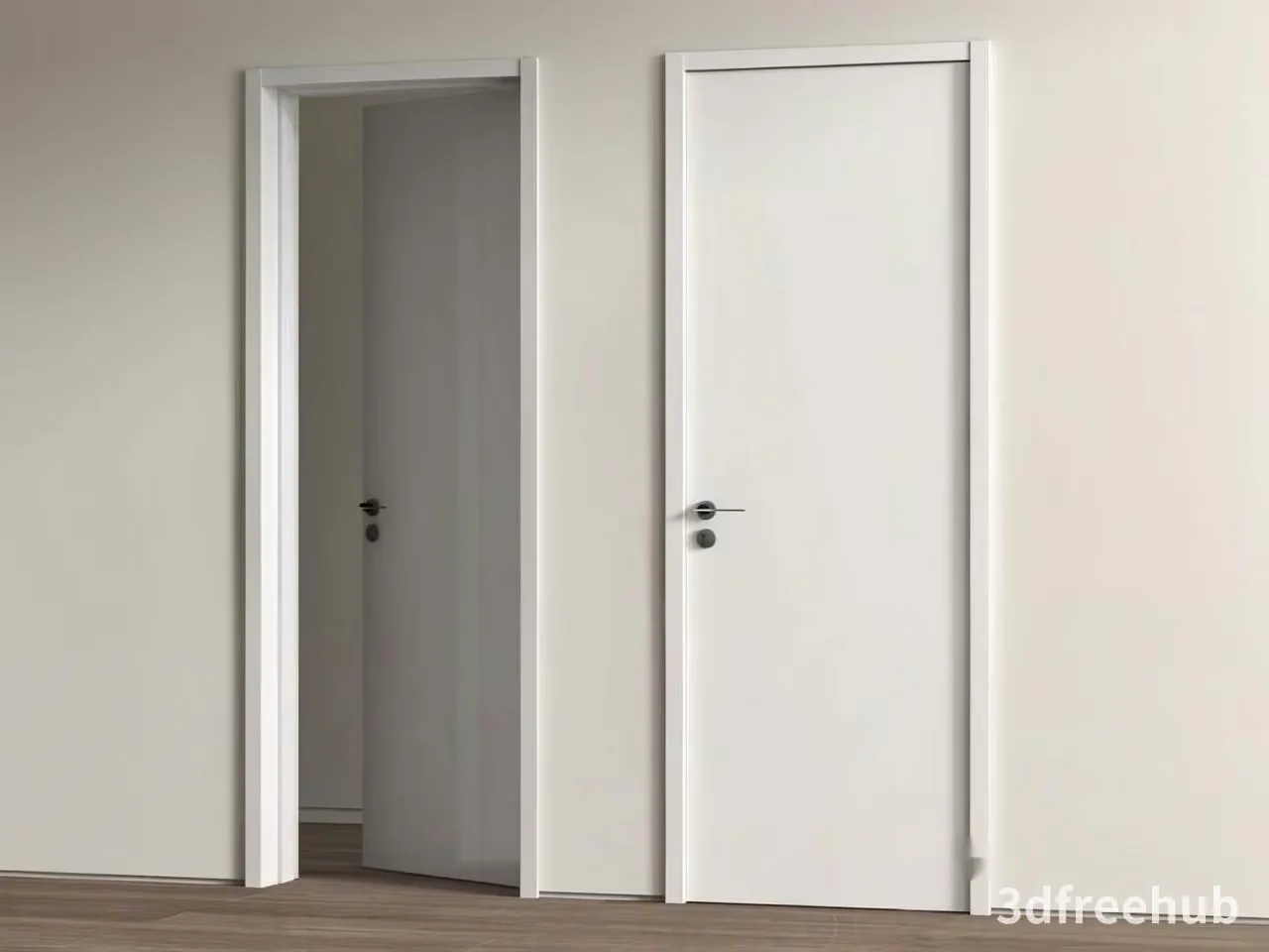 Two White Doors 3D Model – 21847 – VRAY Render