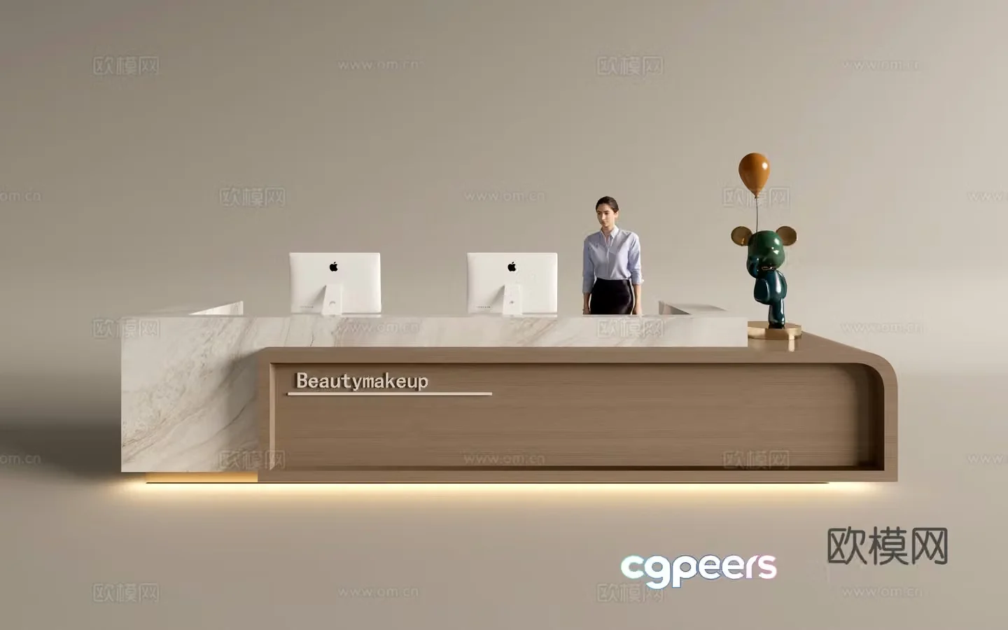 Modern company front desk reception area bar reception desk service desk 3d model