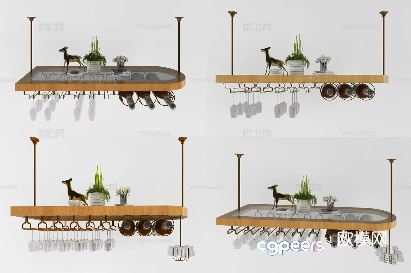 Nordic hanging wine rack cup holder 3D model