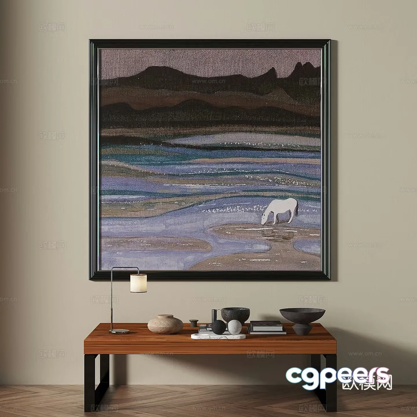 Modern French retro medieval light luxury oil painting decorative painting 3d model