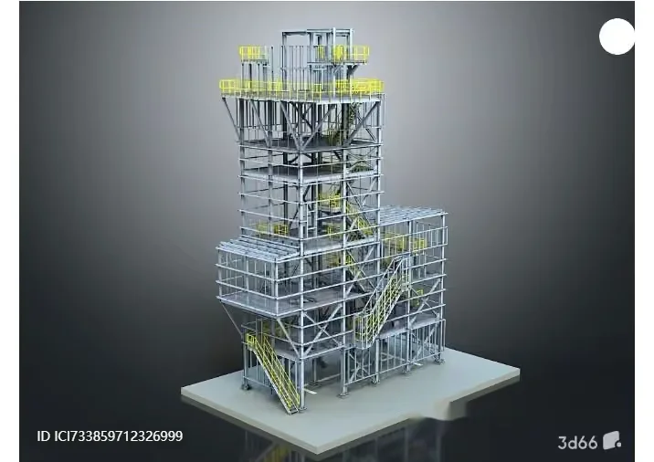 3D Model Of A Metal Structure With Yellow Ladders 3D Model – 15717 – VRAY Render