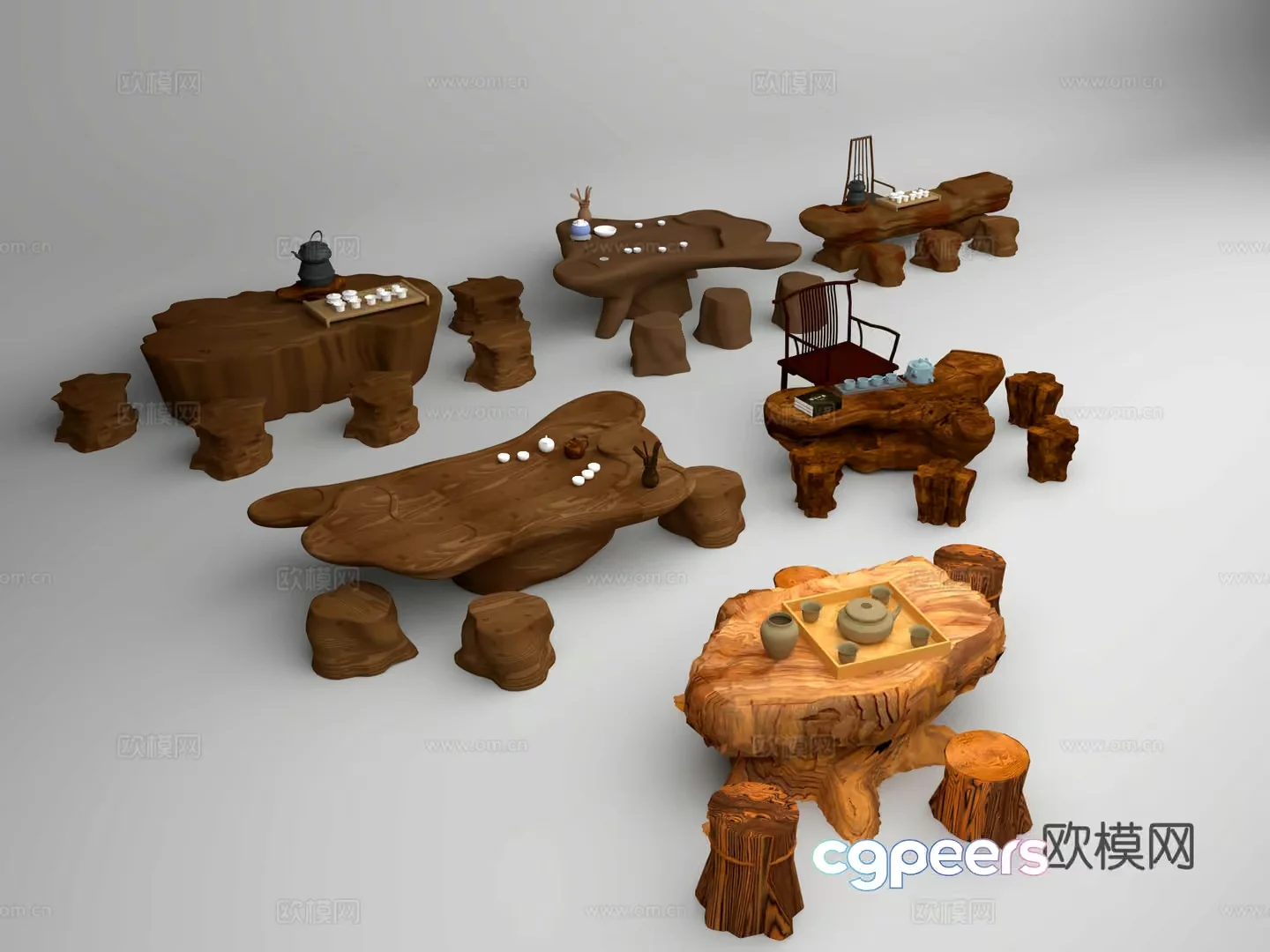 A Wooden Table With A Unique Design 3D Model – 10858 – VRAY Render
