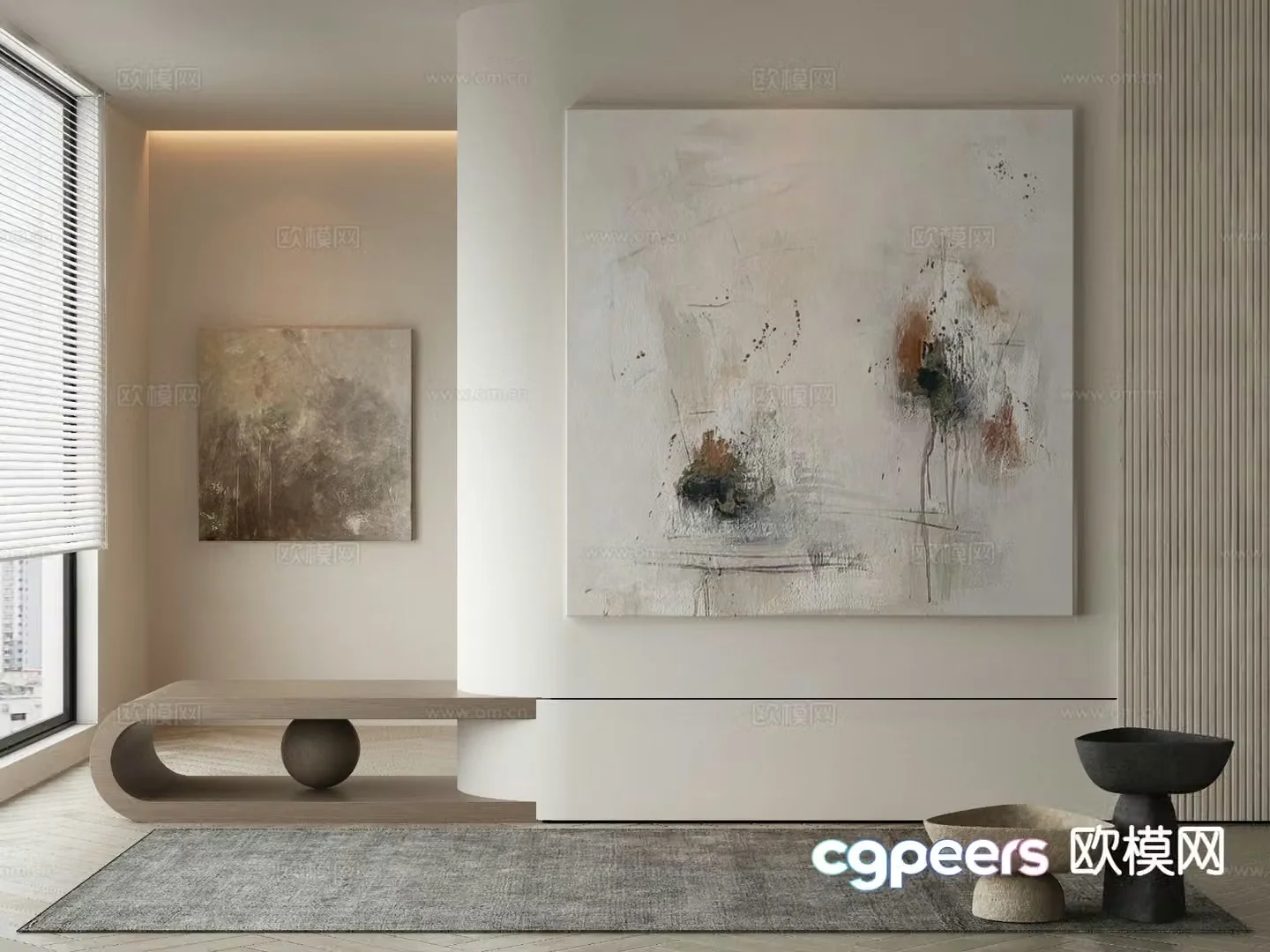 Modern decorative painting abstract hanging painting 3d model