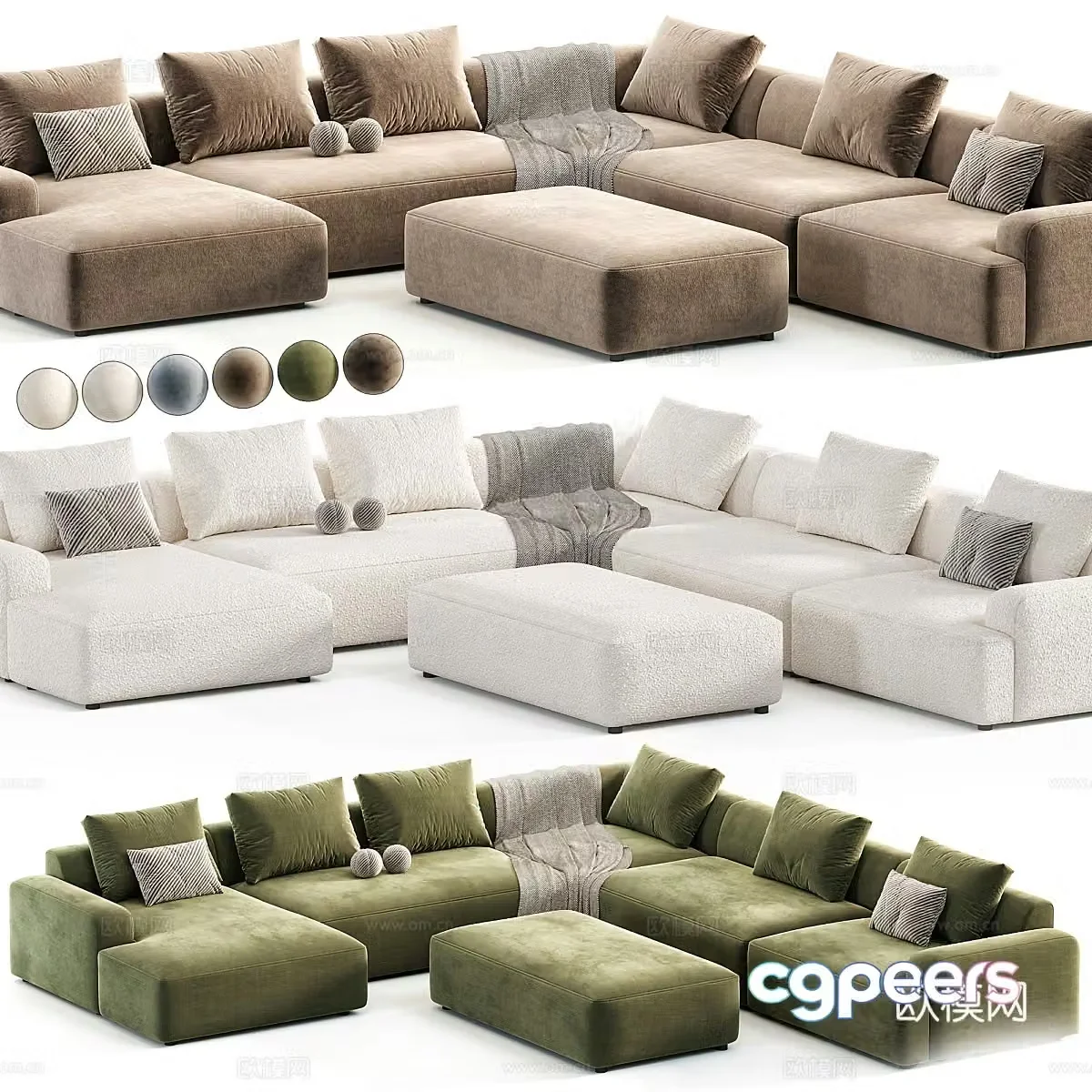 Modern Italian fabric combination casual sofa 3D model