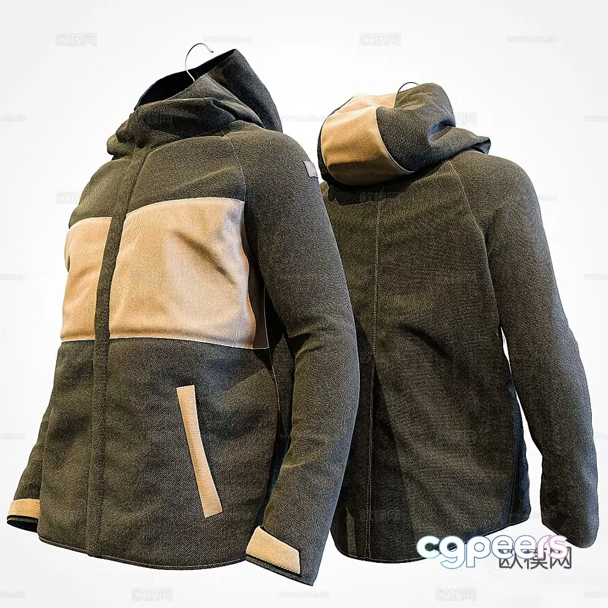 Wrangler winter two-tone textile jacket 3d model