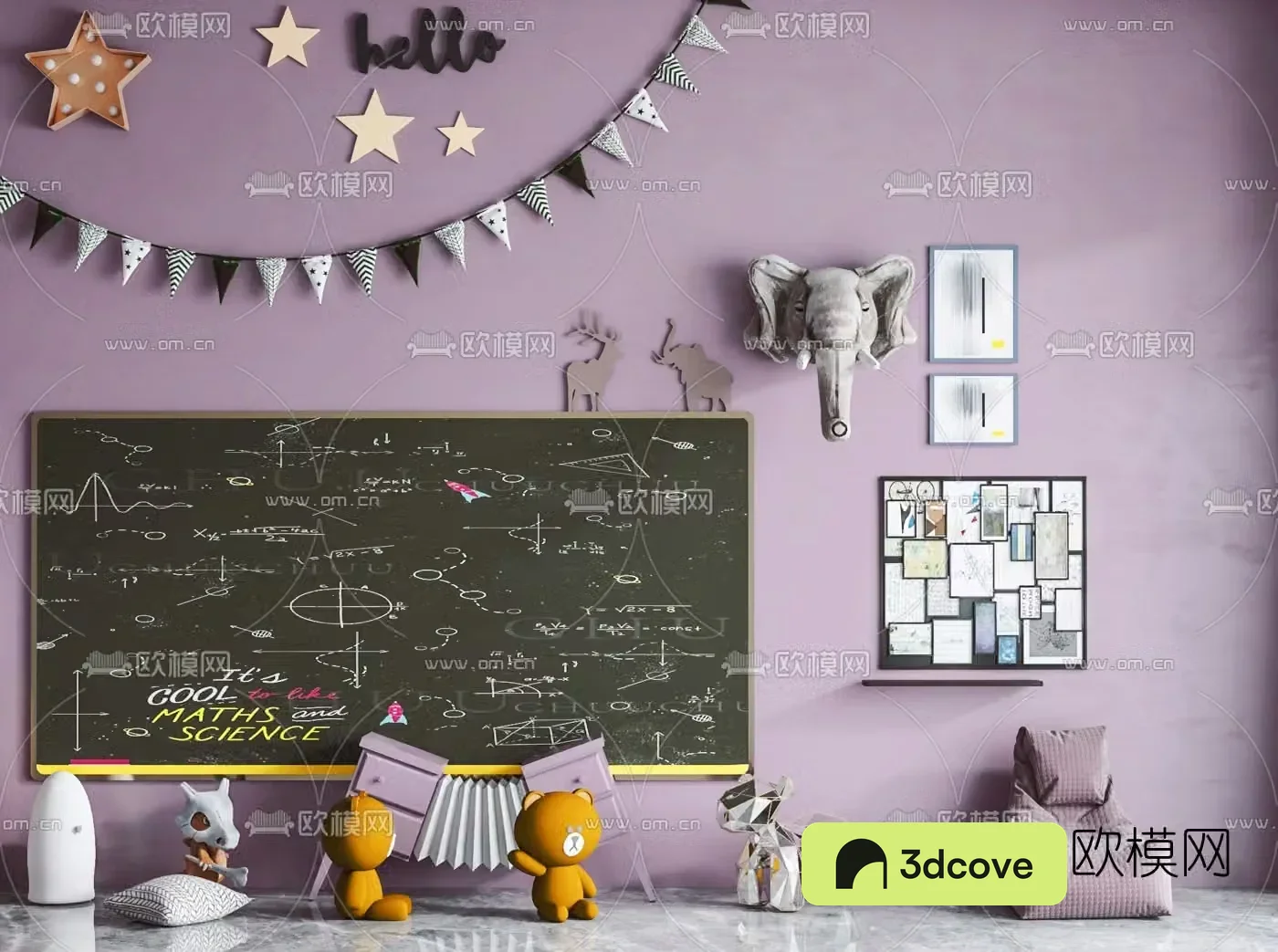 Modern children’s playroom blackboard toys