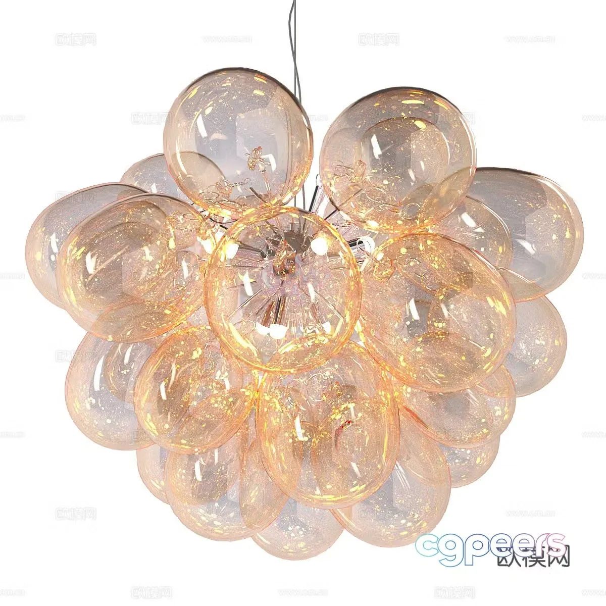 Glass ball chandelier 3d model