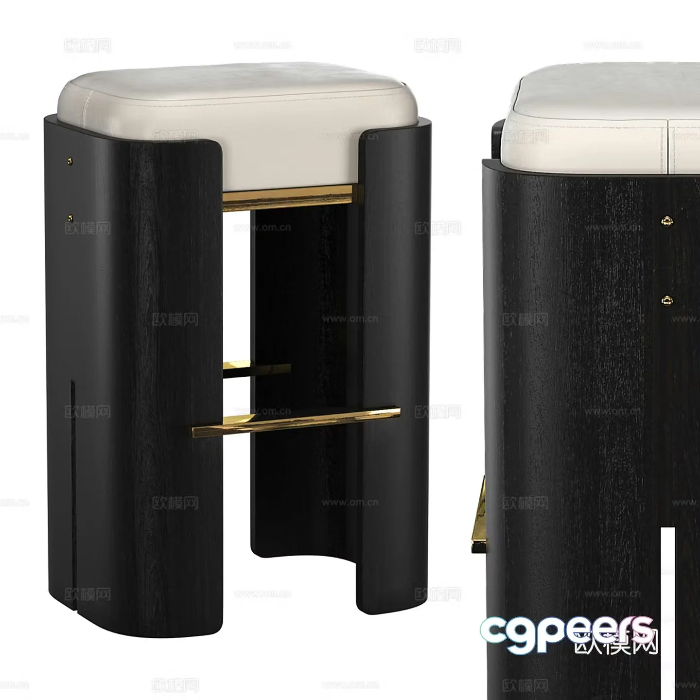 Modern light luxury sofa stool 3D model