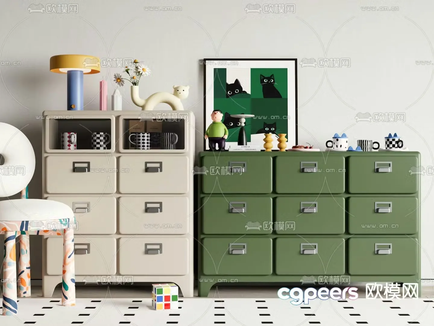 Dulton side cabinet chest of drawers 3d model