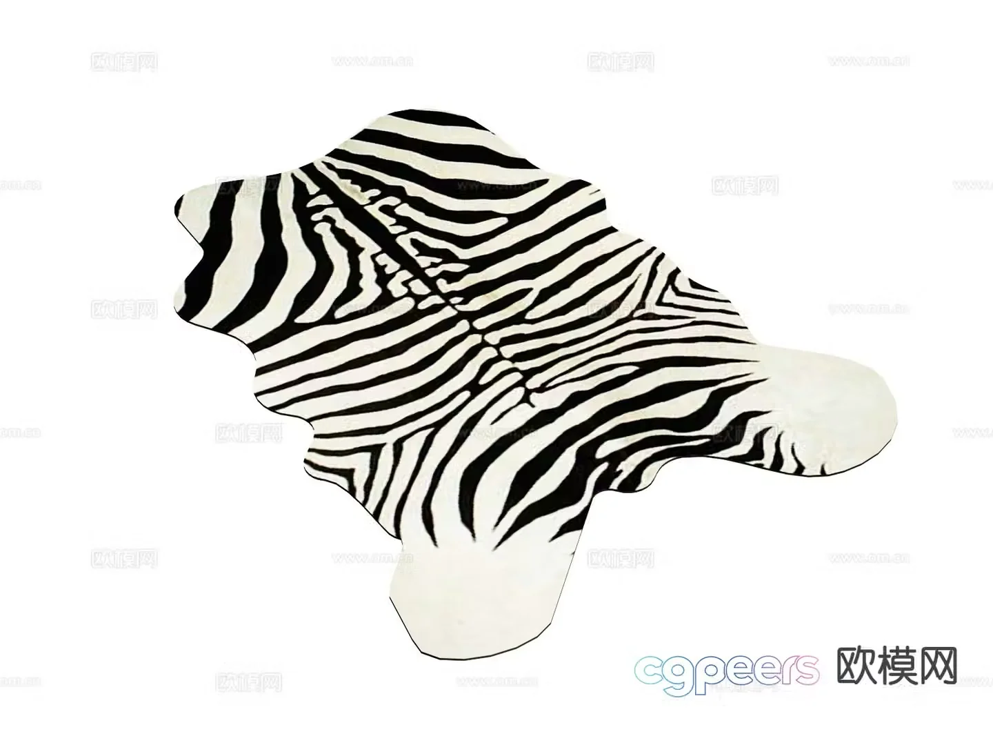 Cow leather rug zebra pattern rug 3d model