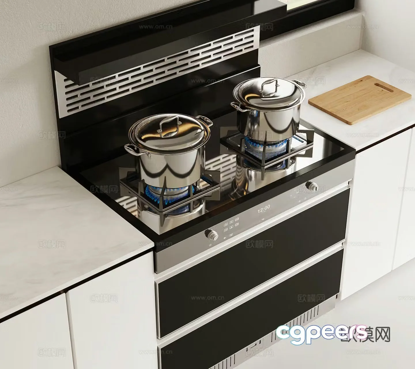 Modern integrated stove hood stove 3D model