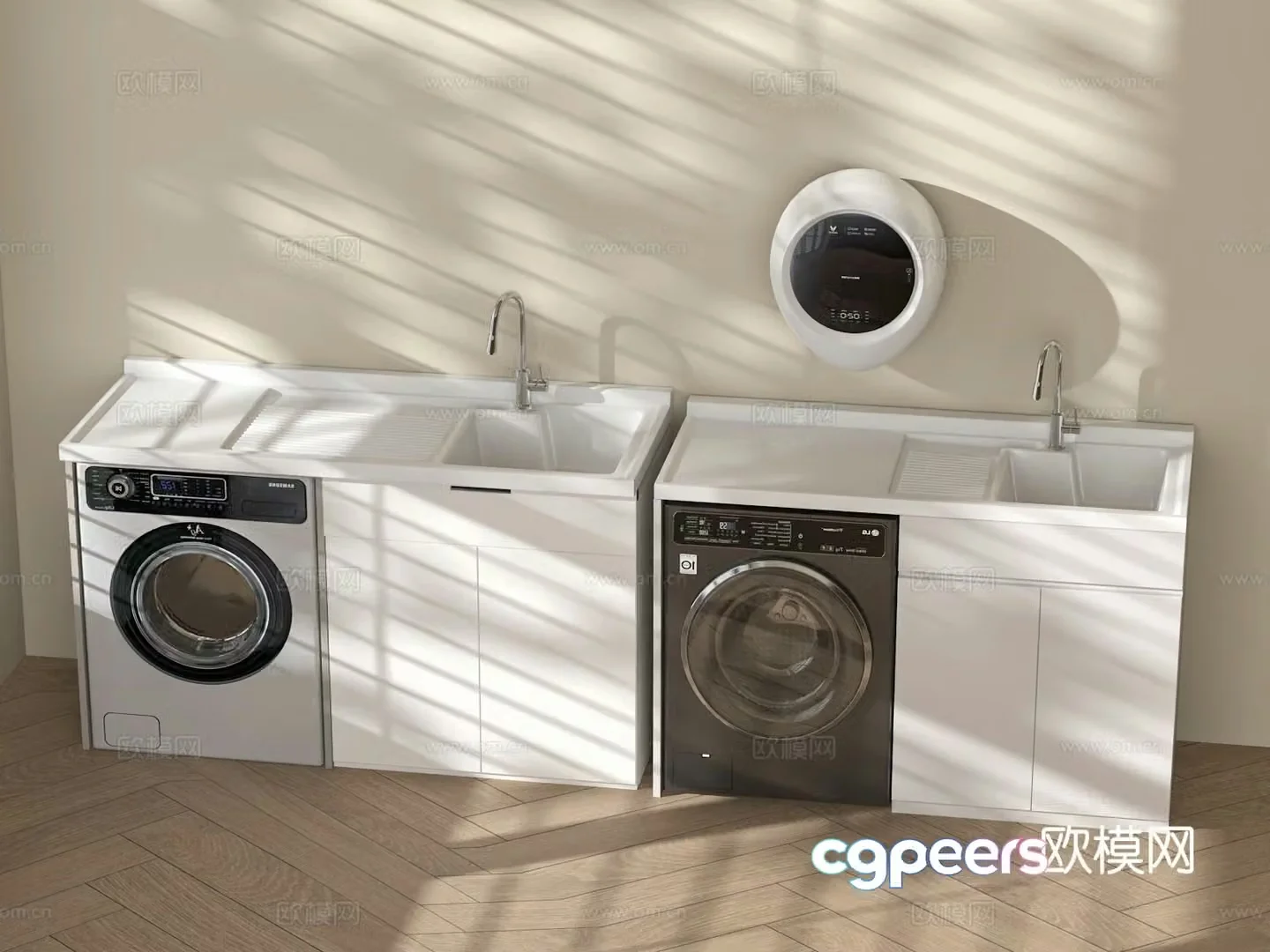 Modern balcony cabinet washing machine cabinet 3d model