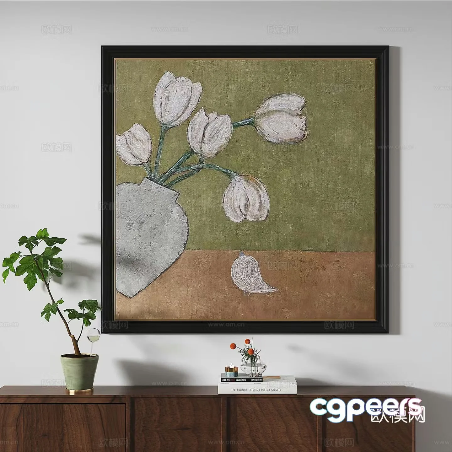 Middle ages retro modern light luxury french abstract decorative painting 3d model