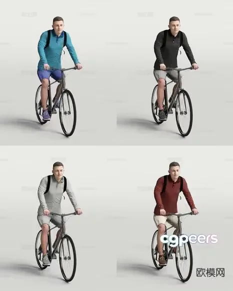 A Man Riding A Bike 3D Model – 4240 – VRAY Render