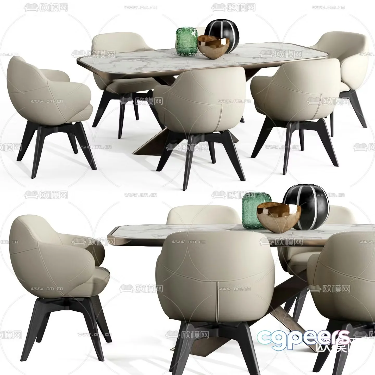 cattelan italia dining table and chairs 3d model