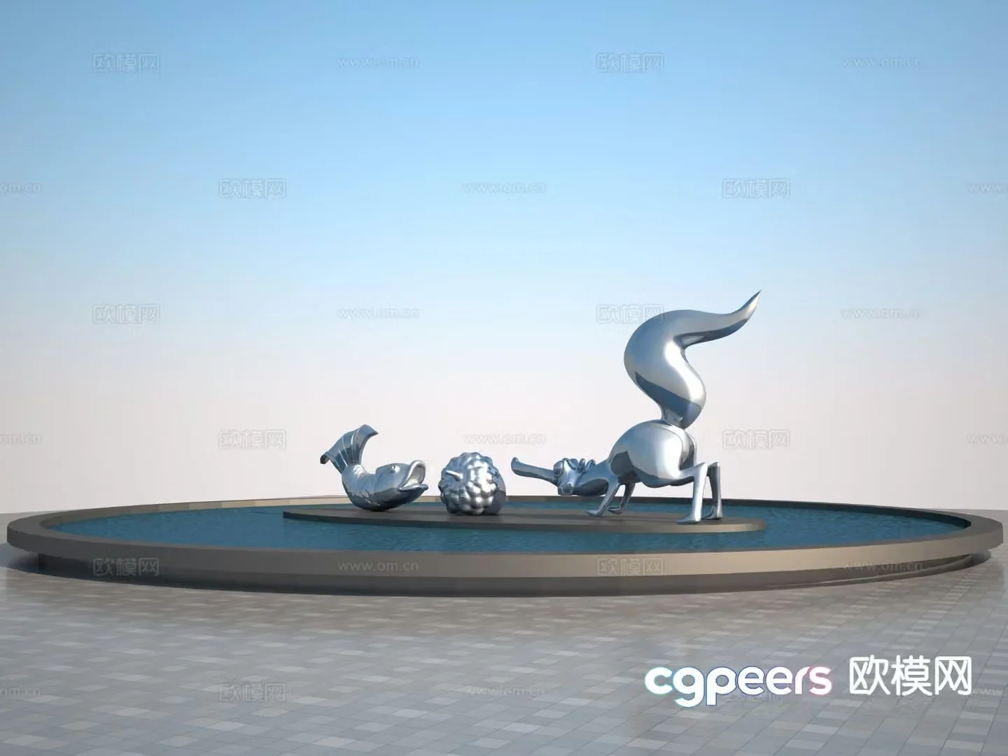 Squirrel cartoon sculpture urban sculpture 3d model
