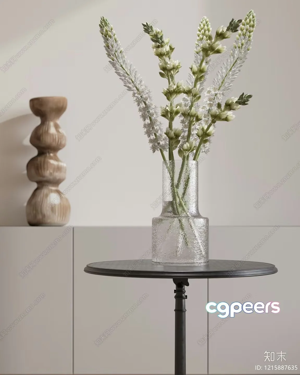A Vase With Flowers On A Table 3D Model – 11716 – VRAY Render