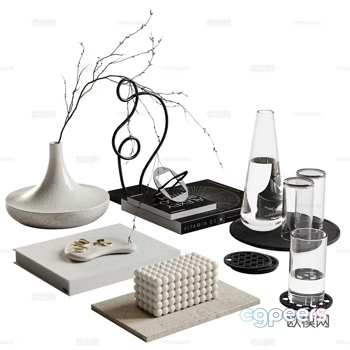 New Chinese style ornaments vase water cup 3D model