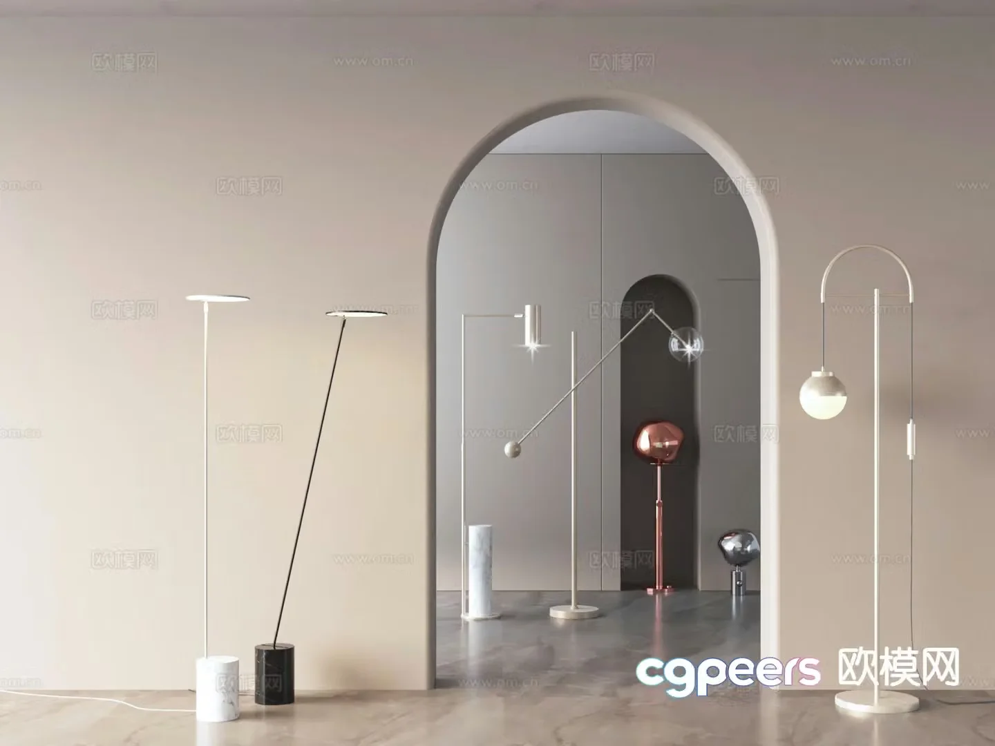 Modern floor lamp turning head floor lamp 3d model