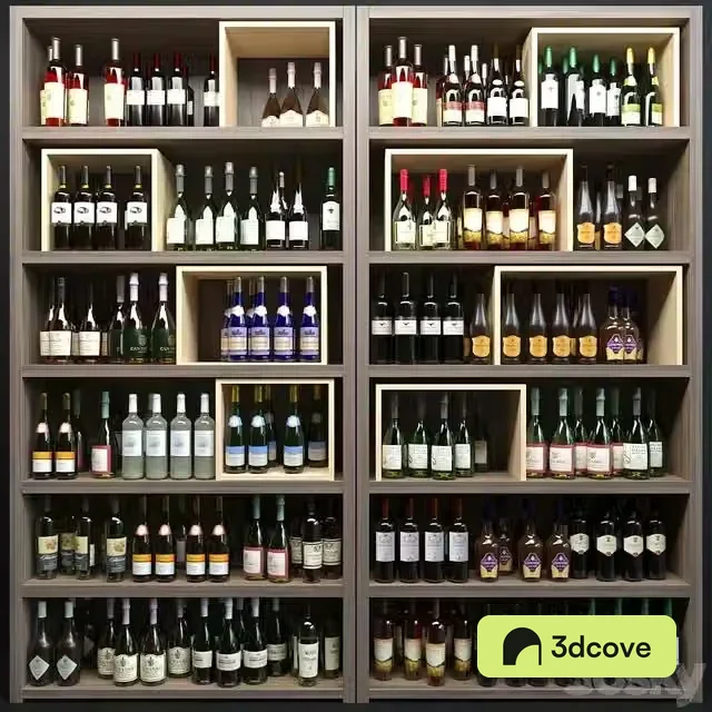 3ds Max Free – Large wine cabinet with sparkling wine. Wine collection