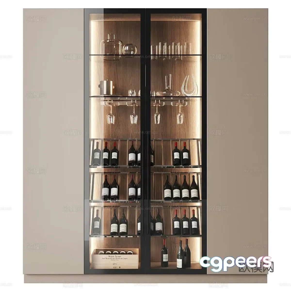 Modern Italian minimalist glass wine cabinet 3D model