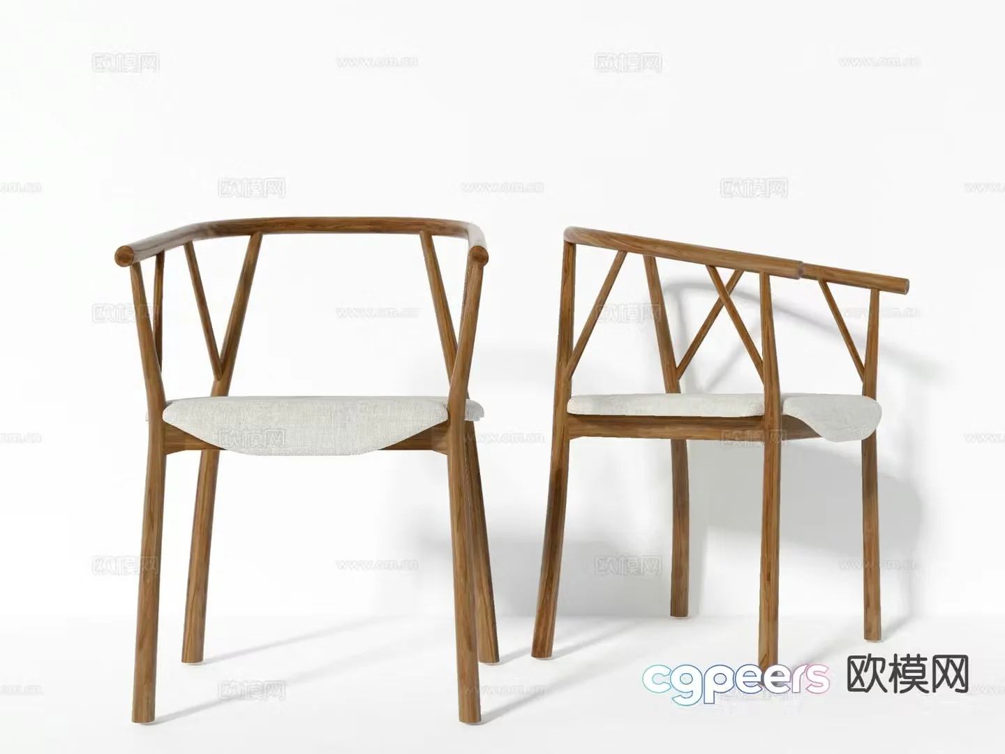 Nordic chair dining chair armchair 3d model