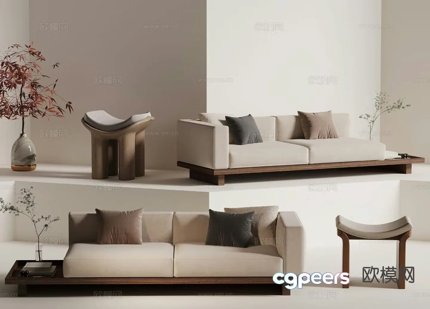 Wabi-sabi loveseat 3d model