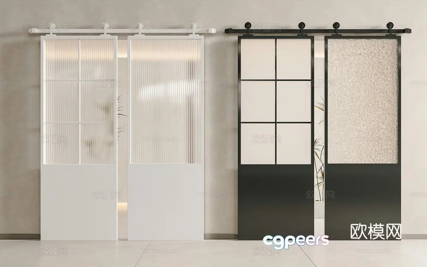 French barn sliding door barn door glass barn door hanging rail glass door kitchen glass barn 3d model