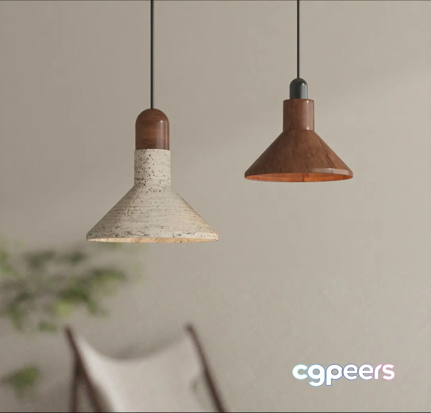 Two Hanging Lamps 3D Model – 23066 – VRAY Render