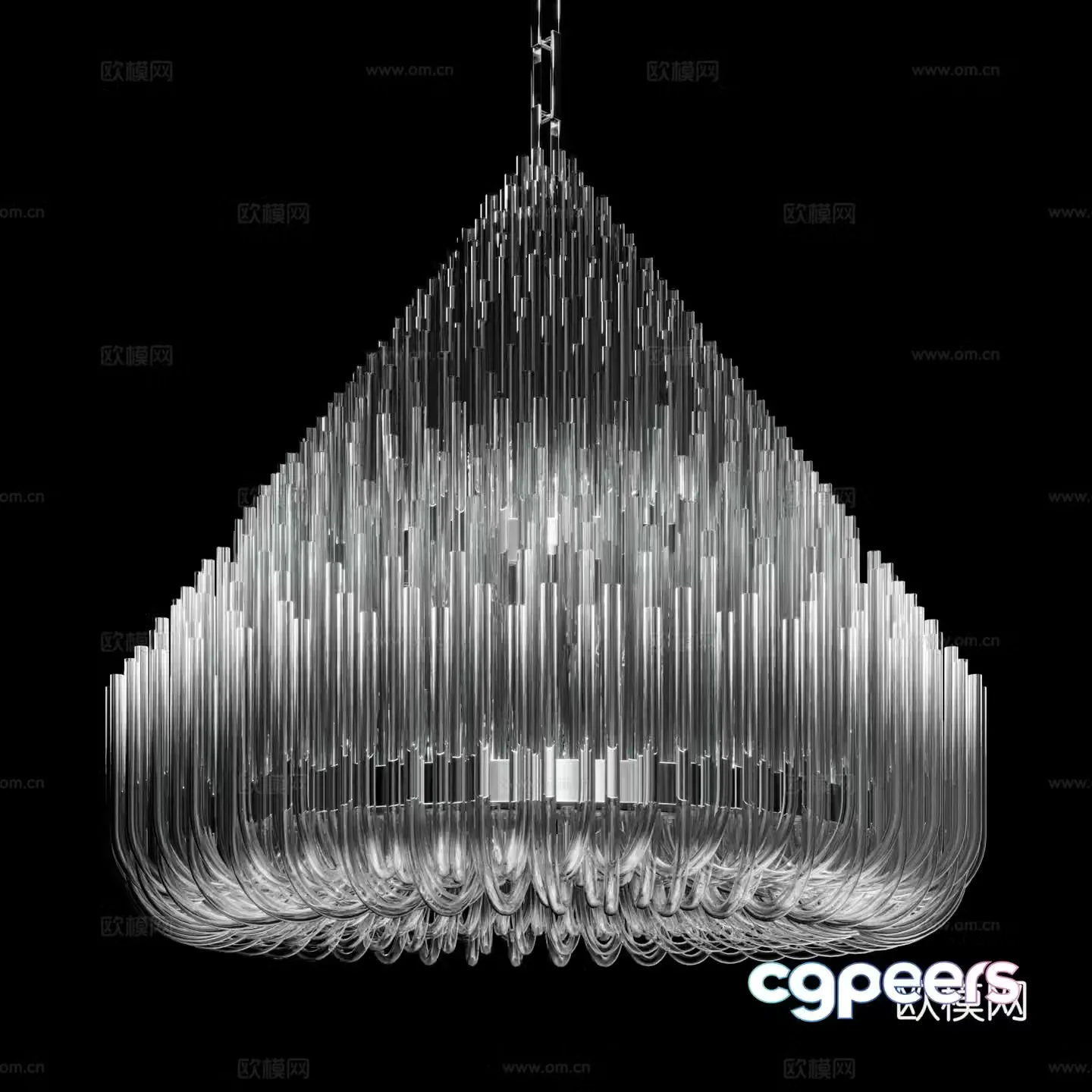 Modern Italian Metal Glass Decorative Chandelier 3D Model