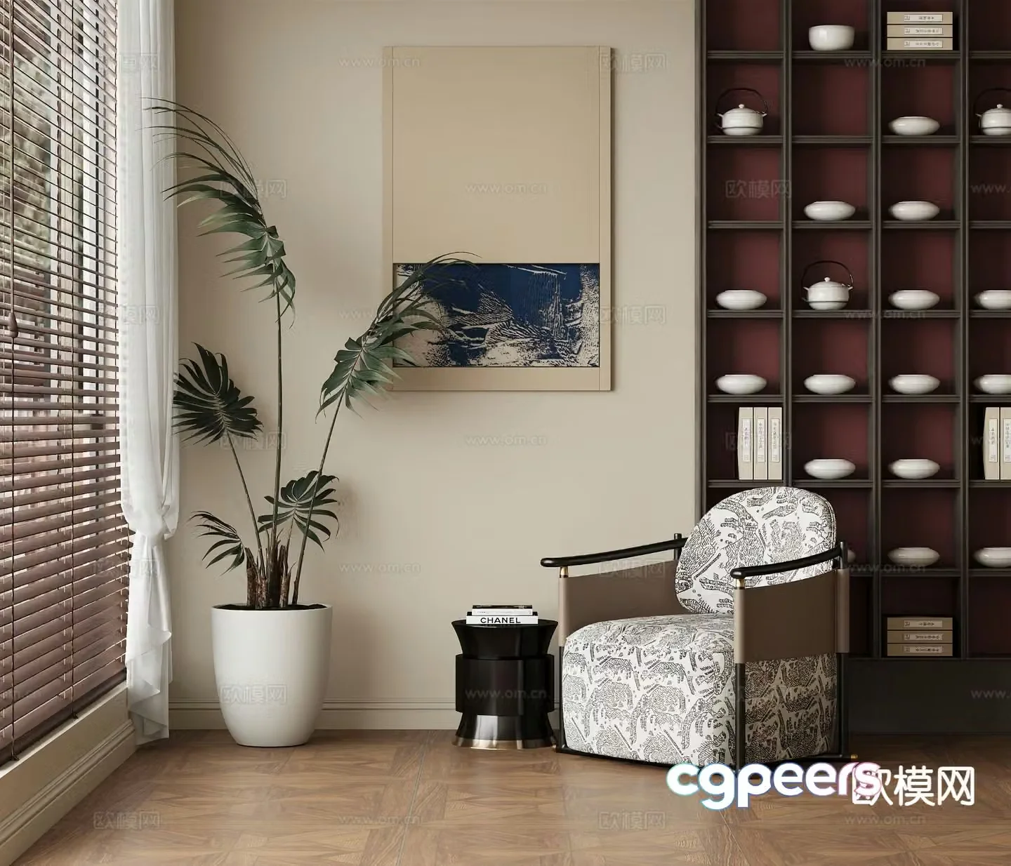 New Chinese style single sofa 3d model